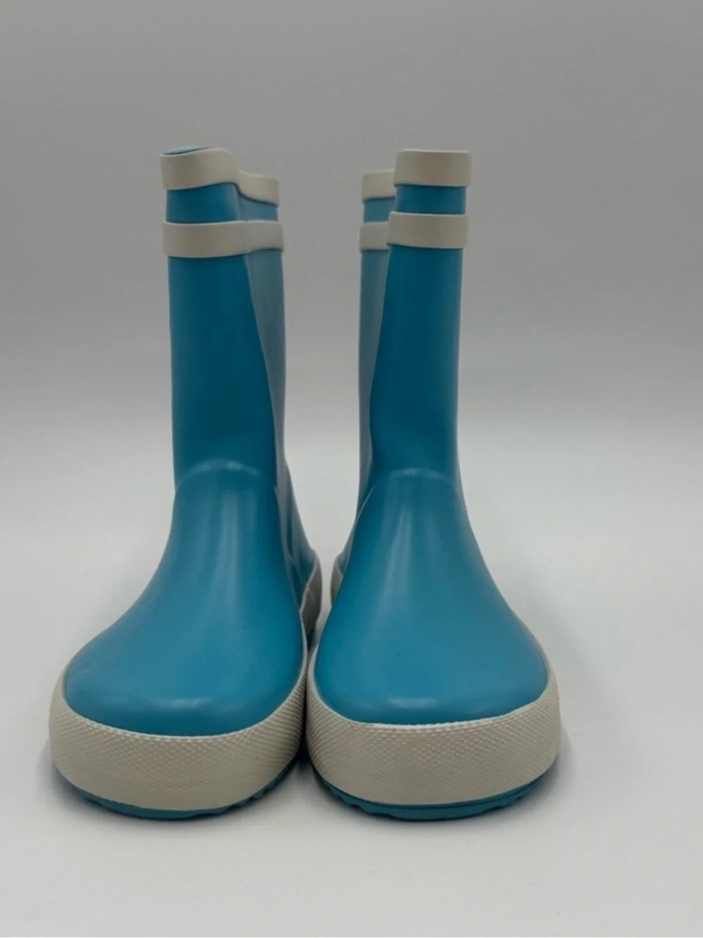 Kids Blue Rain Boots with Cream Trim Size 10